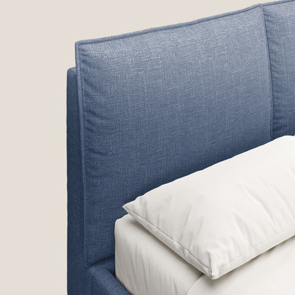 Cloe letto imbottito con piedi in metallo sfoderabile in tessuto fiammato impermeabile T06 blu 