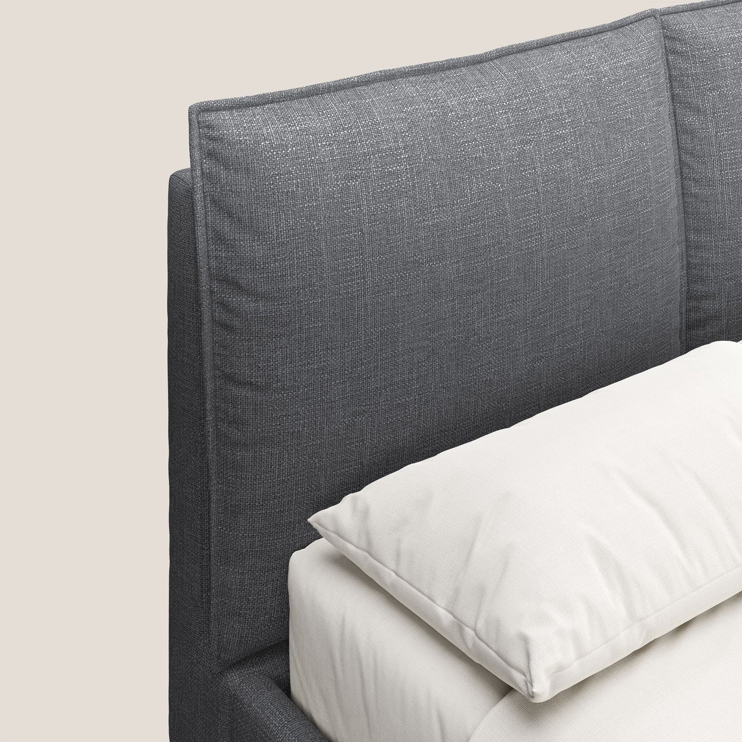 Cloe letto imbottito con piedi in metallo sfoderabile in tessuto fiammato impermeabile T06 antracite 