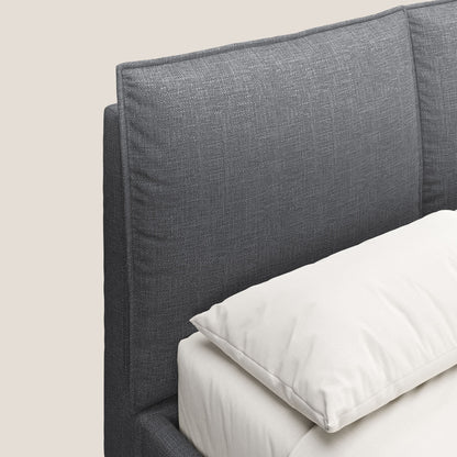 Cloe letto imbottito con piedi in metallo sfoderabile in tessuto fiammato impermeabile T06 antracite 