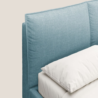 Cloe letto imbottito con piedi in metallo sfoderabile in tessuto fiammato impermeabile T06 azzurro 