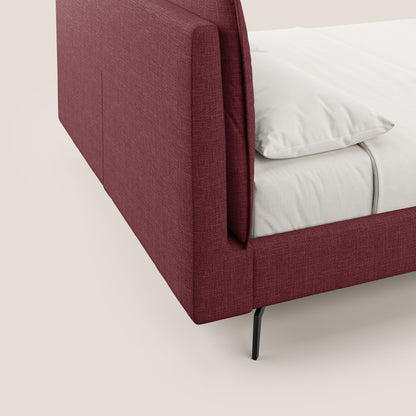 Cloe letto imbottito con piedi in metallo sfoderabile in tessuto fiammato impermeabile T06 rosso 