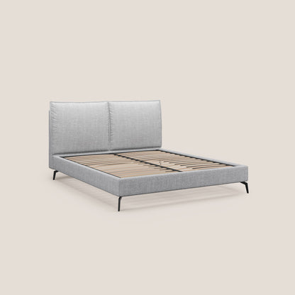 Cloe letto imbottito con piedi in metallo sfoderabile in tessuto fiammato impermeabile T06 grigio 
