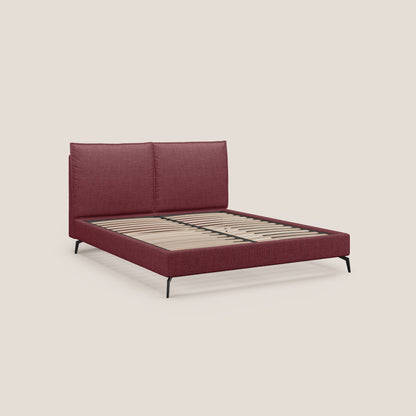 Cloe letto imbottito con piedi in metallo sfoderabile in tessuto fiammato impermeabile T06 rosso 
