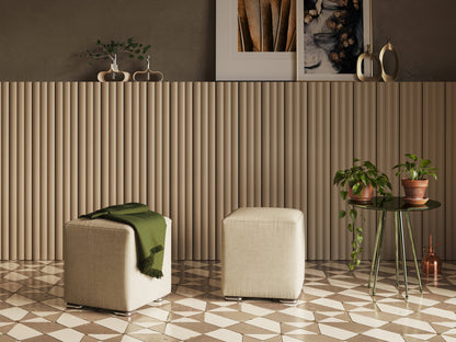 Pouf cubo in tessuto morbido impermeabile T02 beige