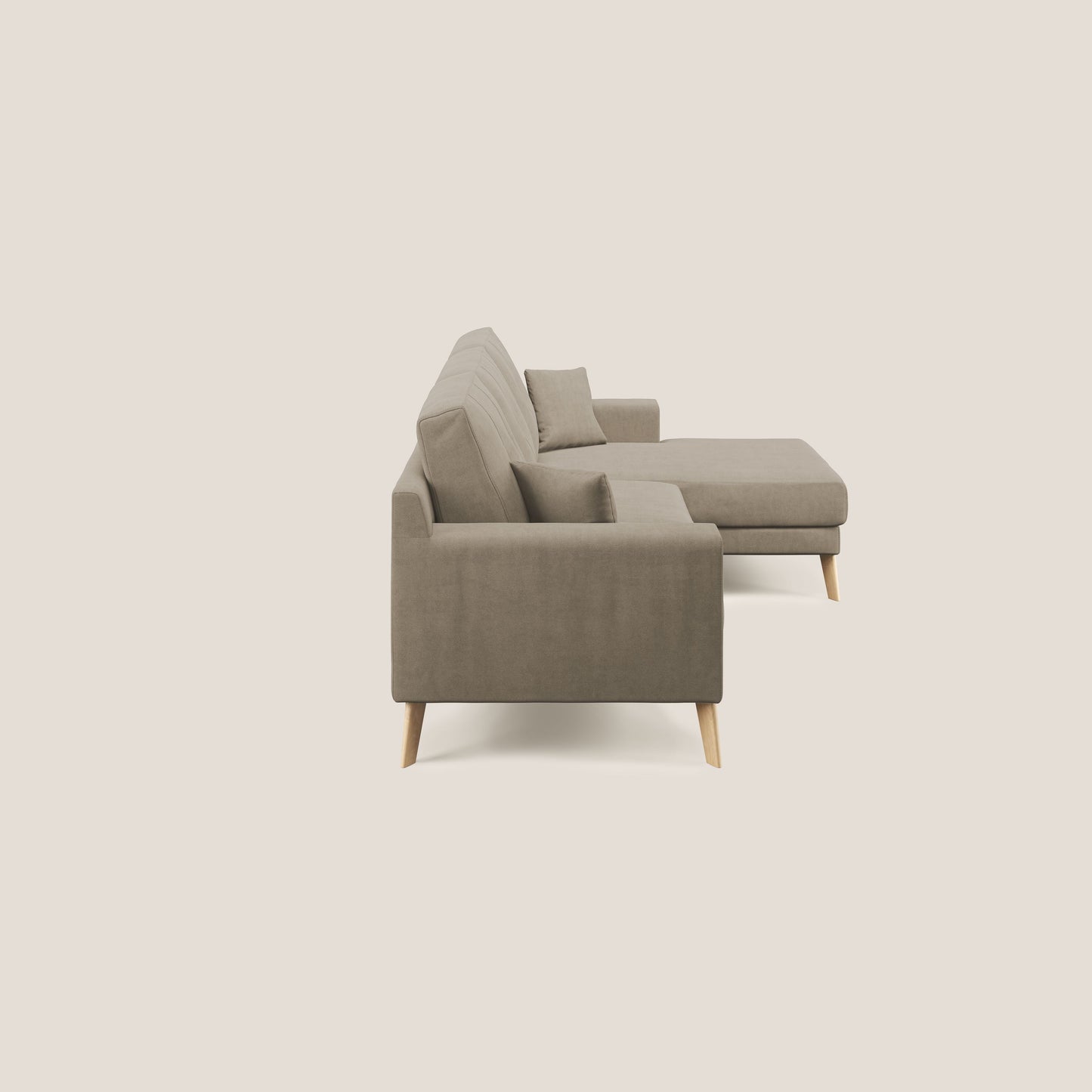 Divano danese angolare REVERSIBILE in tessuto morbido impermeabile T02 beige