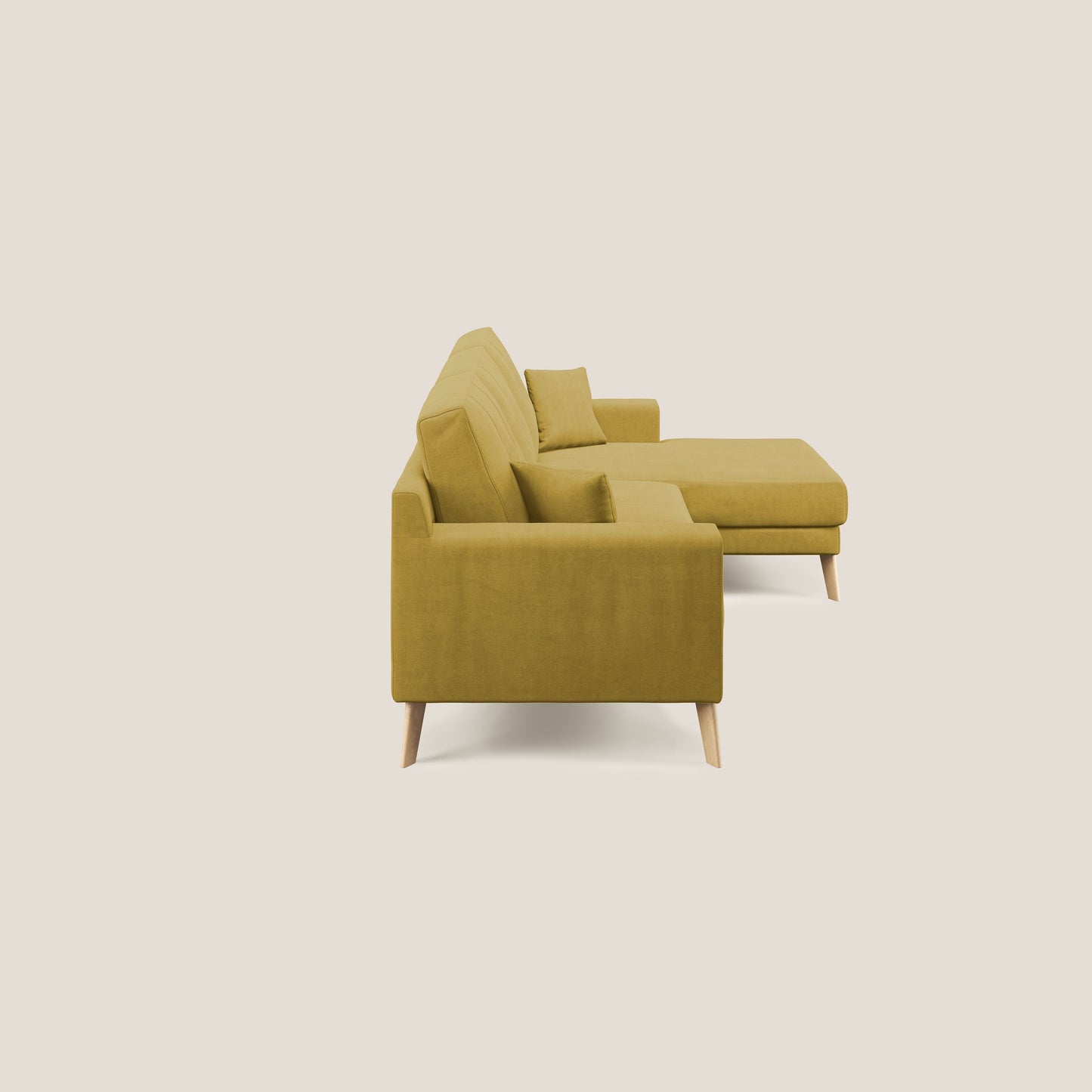 Divano danese angolare REVERSIBILE in tessuto morbido impermeabile T02 giallo