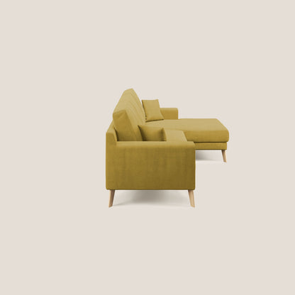 Divano danese angolare REVERSIBILE in tessuto morbido impermeabile T02 giallo
