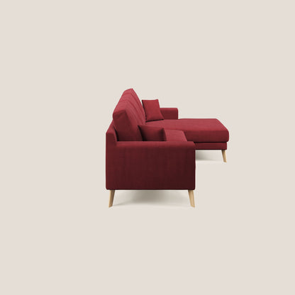 Divano danese angolare REVERSIBILE in tessuto morbido impermeabile T02 rosso