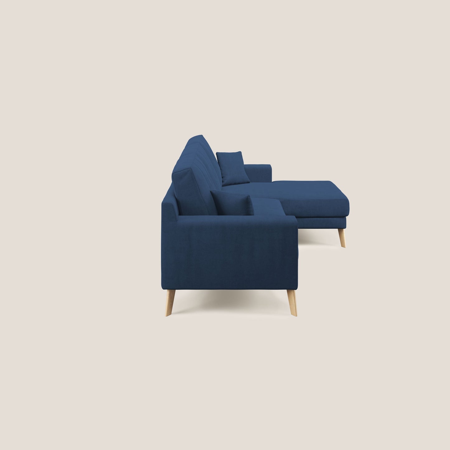 Divano danese angolare REVERSIBILE in tessuto morbido impermeabile T02 blu