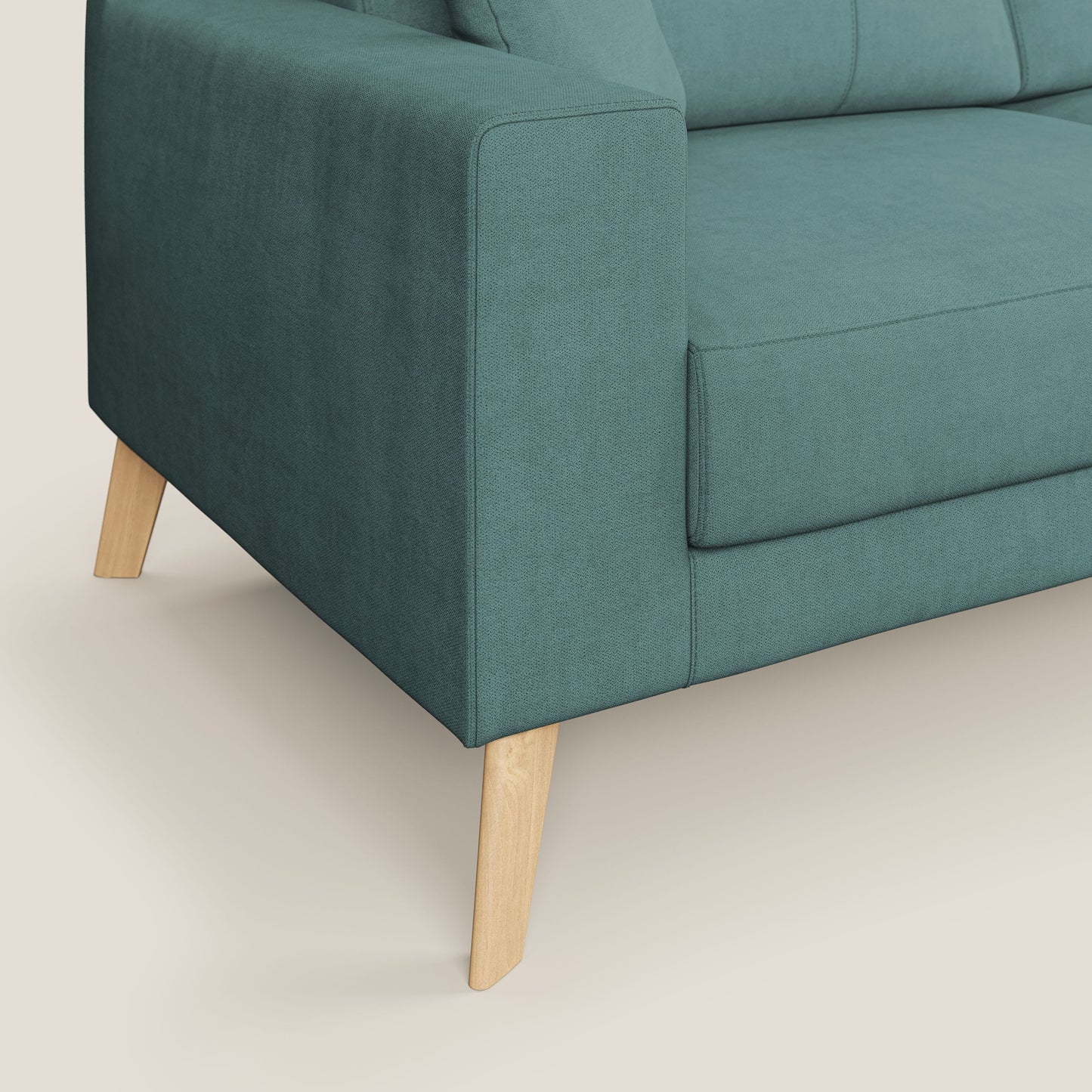 Divano danese angolare REVERSIBILE in tessuto morbido impermeabile T02 petrolio