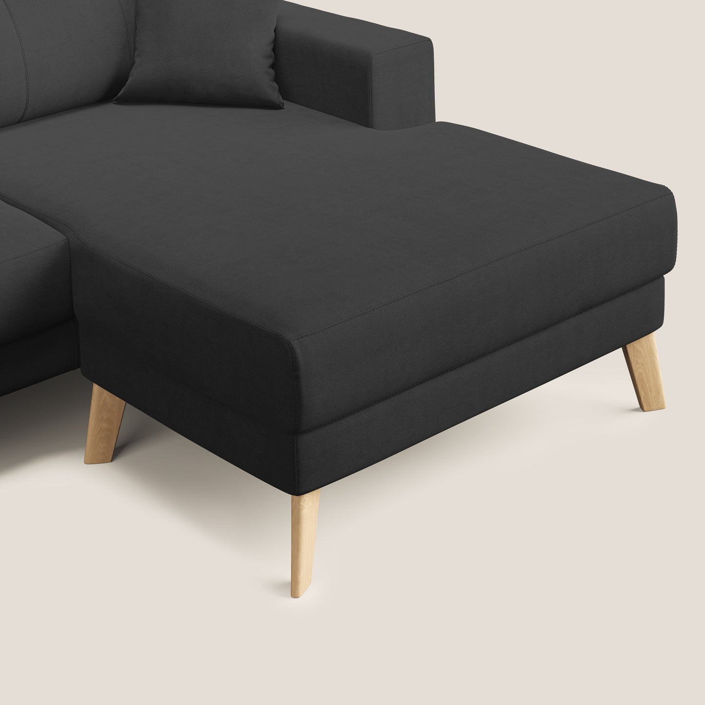 Divano danese angolare REVERSIBILE in tessuto morbido impermeabile T02 nero