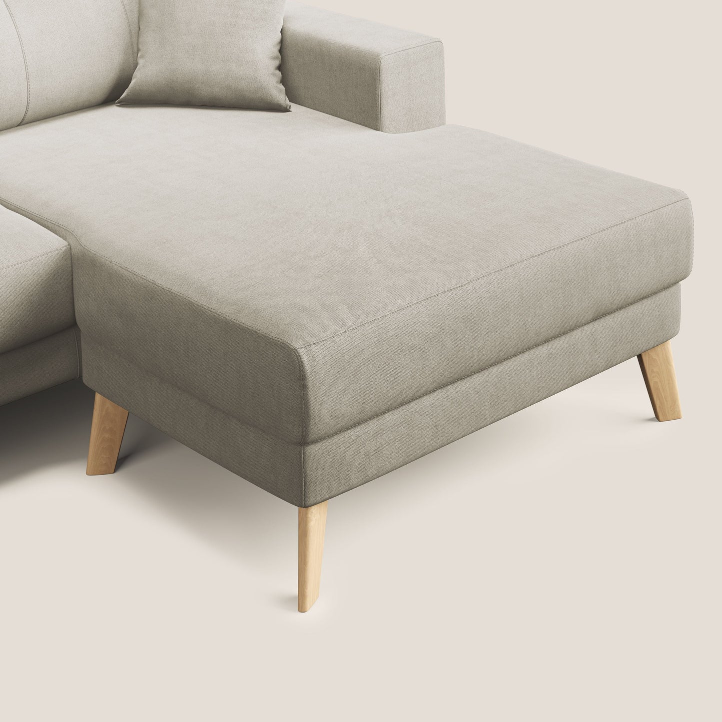 Divano danese angolare REVERSIBILE in tessuto morbido impermeabile T02 panna