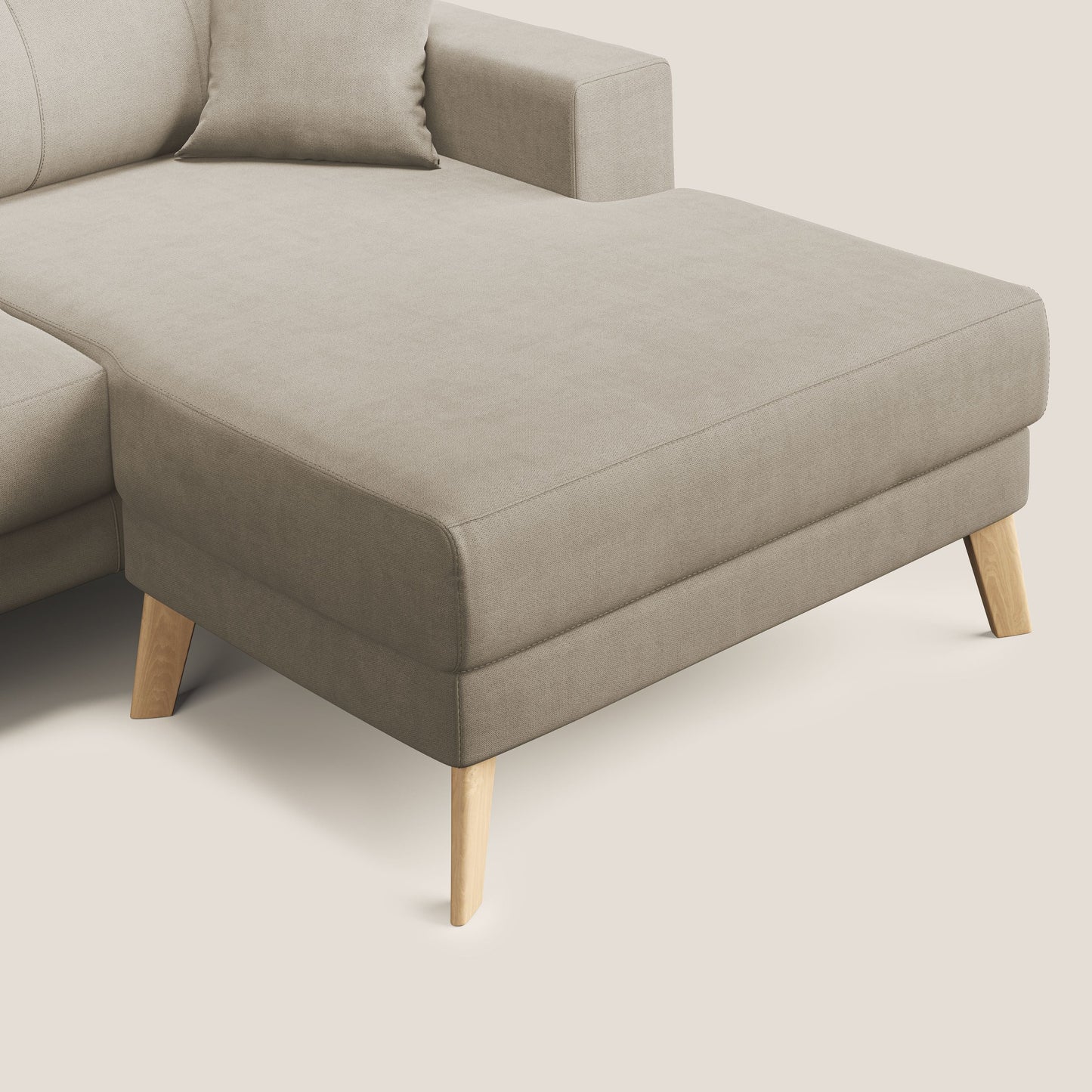 Divano danese angolare REVERSIBILE in tessuto morbido impermeabile T02 beige