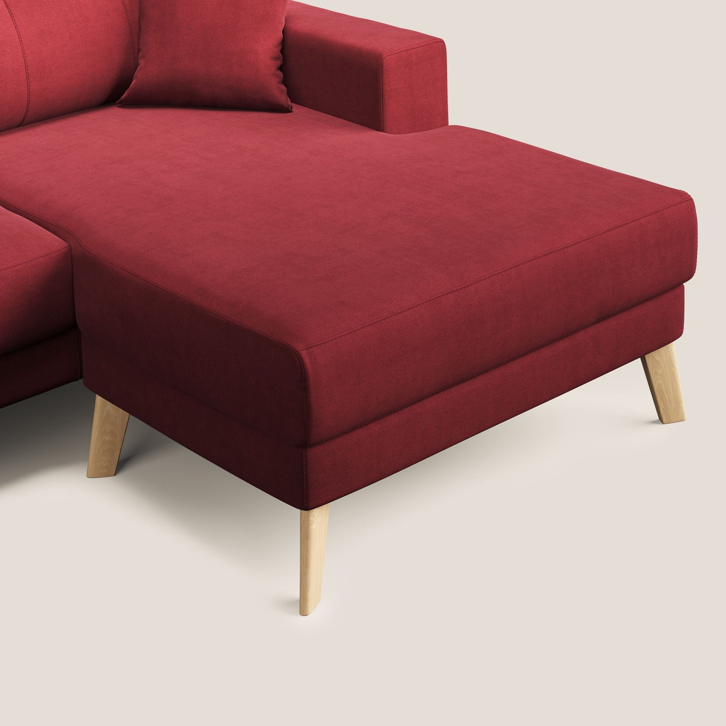 Divano danese angolare REVERSIBILE in tessuto morbido impermeabile T02 rosso