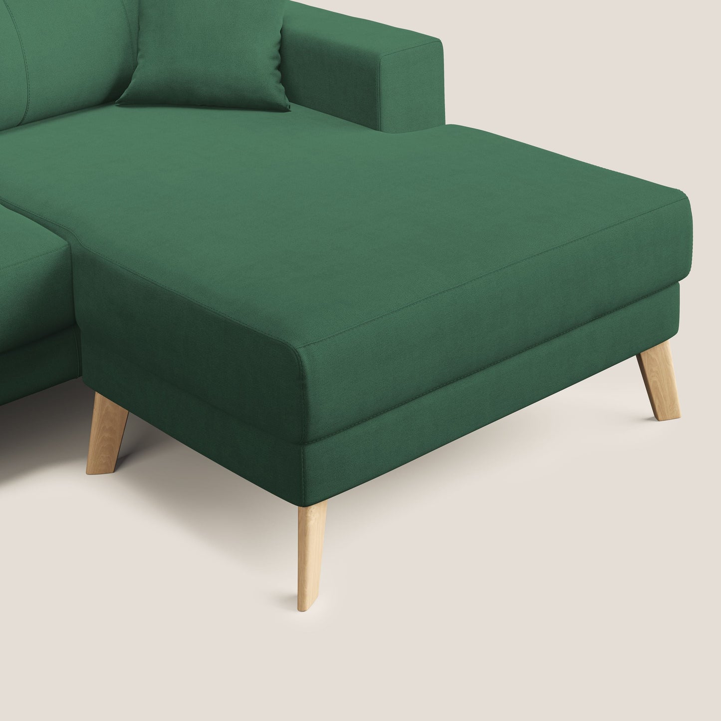 Divano danese angolare REVERSIBILE in tessuto morbido impermeabile T02 verde