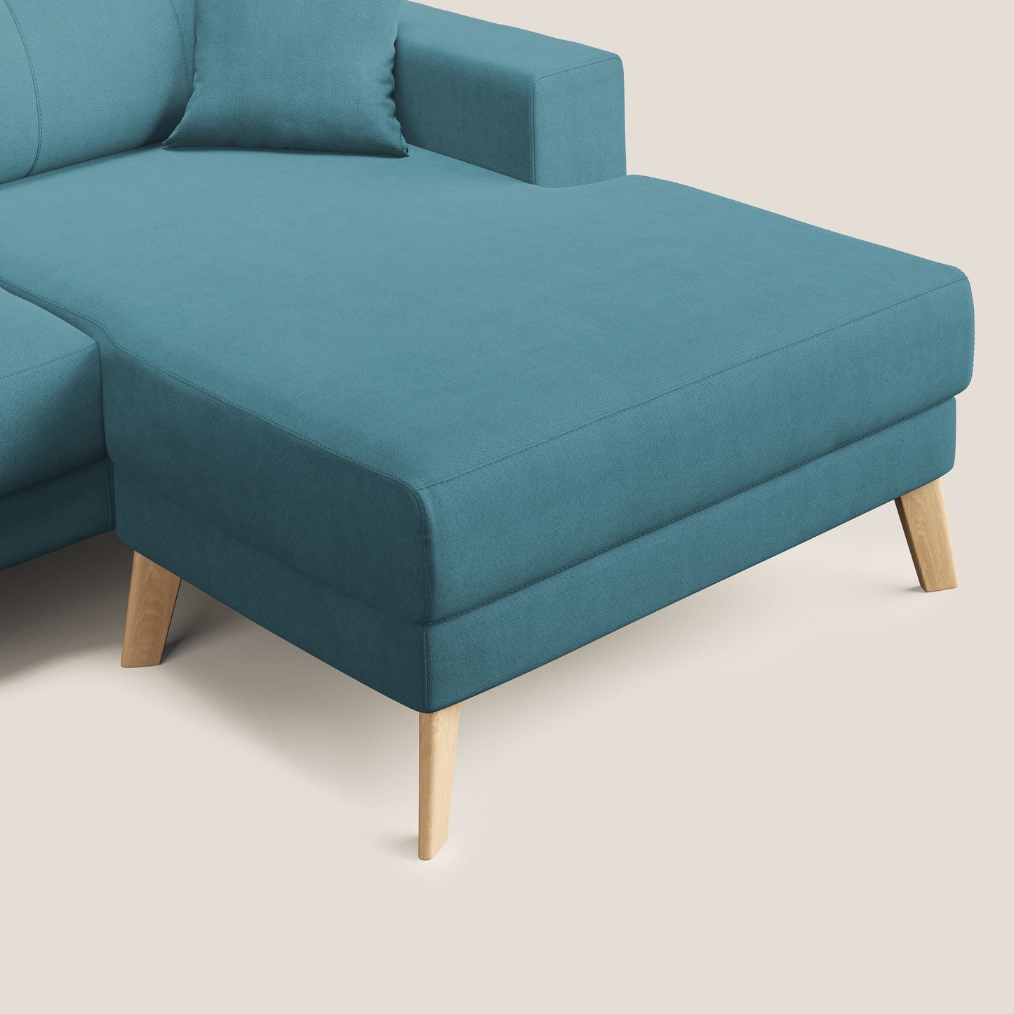 Divano danese angolare REVERSIBILE in tessuto morbido impermeabile T02 azzurro