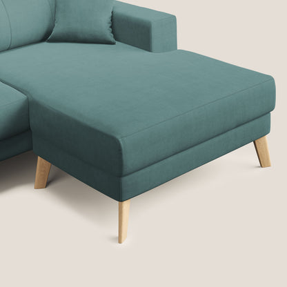 Divano danese angolare REVERSIBILE in tessuto morbido impermeabile T02 petrolio