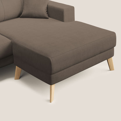 Divano danese angolare REVERSIBILE in tessuto morbido impermeabile T02 marrone