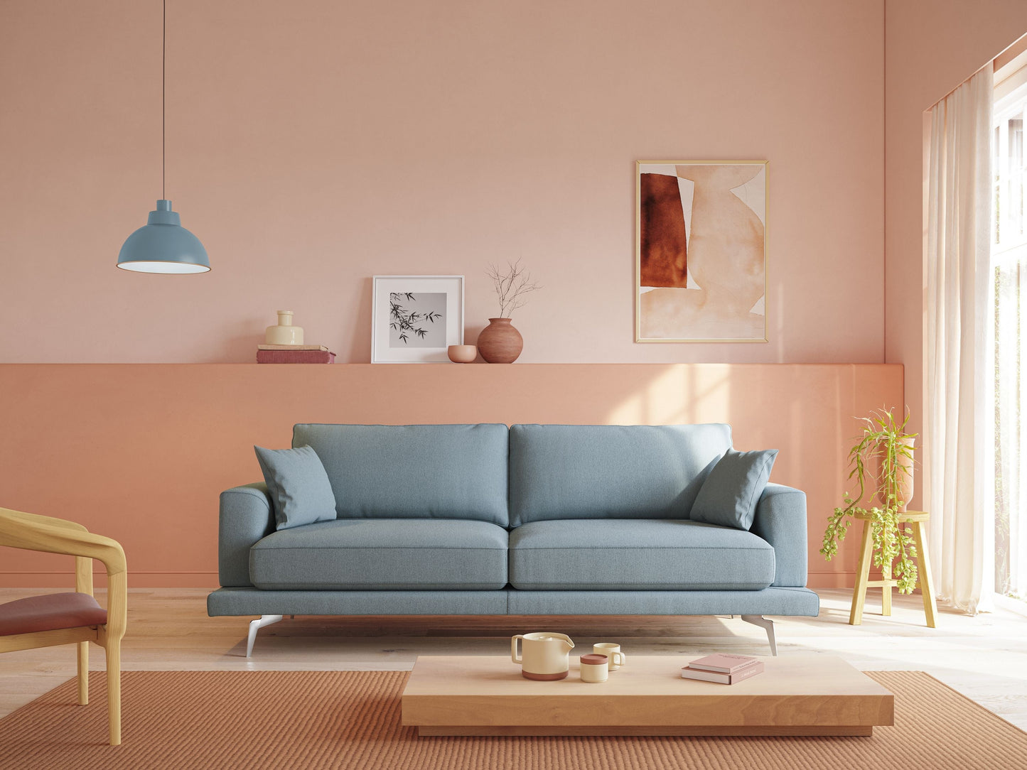 Dorian divano moderno in tessuto morbido antimacchia T05 rosso