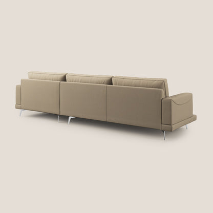 Dorian divano moderno angolare con penisola in tessuto morbido antimacchia T05 beige