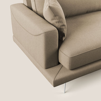 Dorian divano moderno angolare con penisola in tessuto morbido antimacchia T05 beige