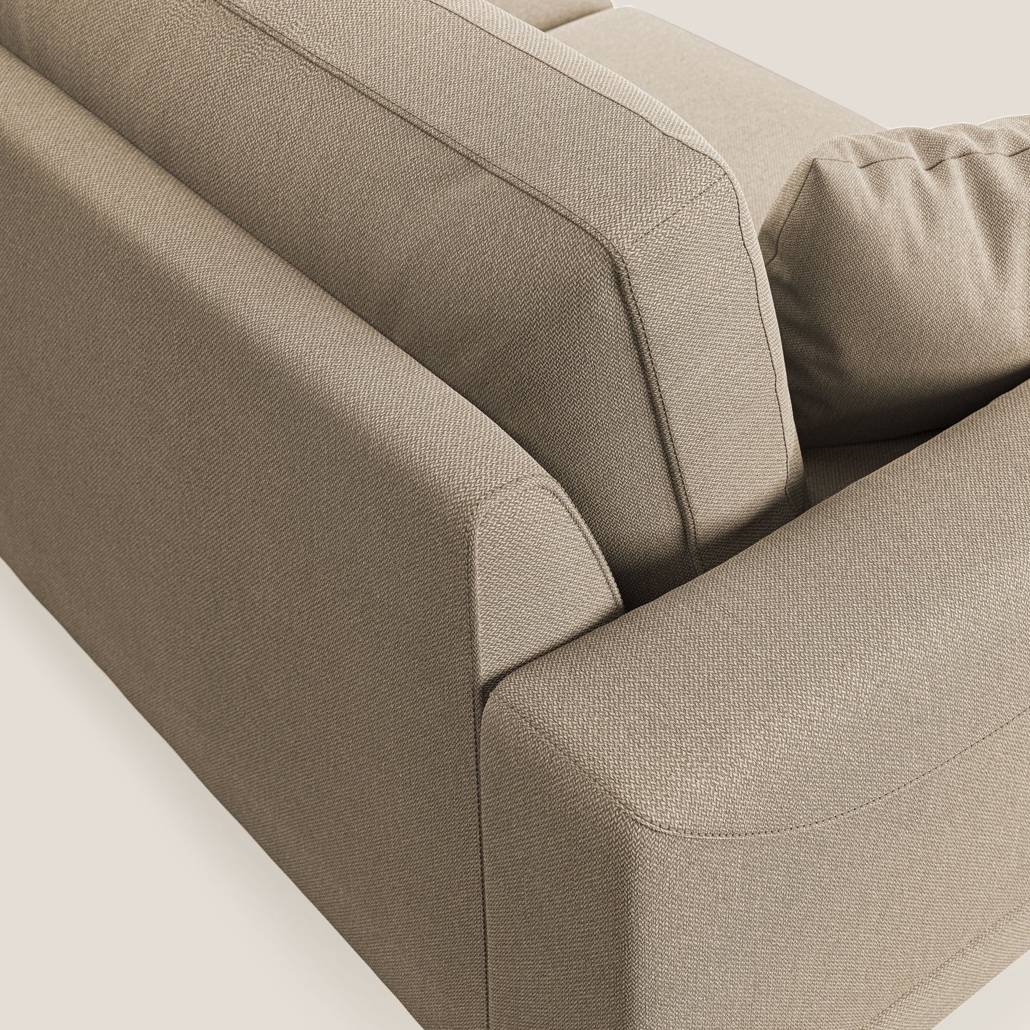 Dorian divano moderno angolare con penisola in tessuto morbido antimacchia T05 beige