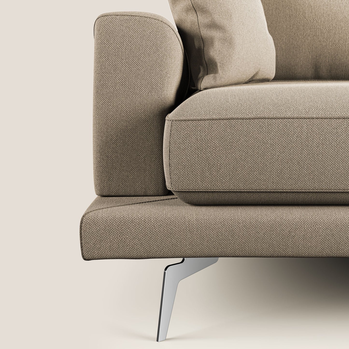 Dorian divano moderno angolare con penisola in tessuto morbido antimacchia T05 beige