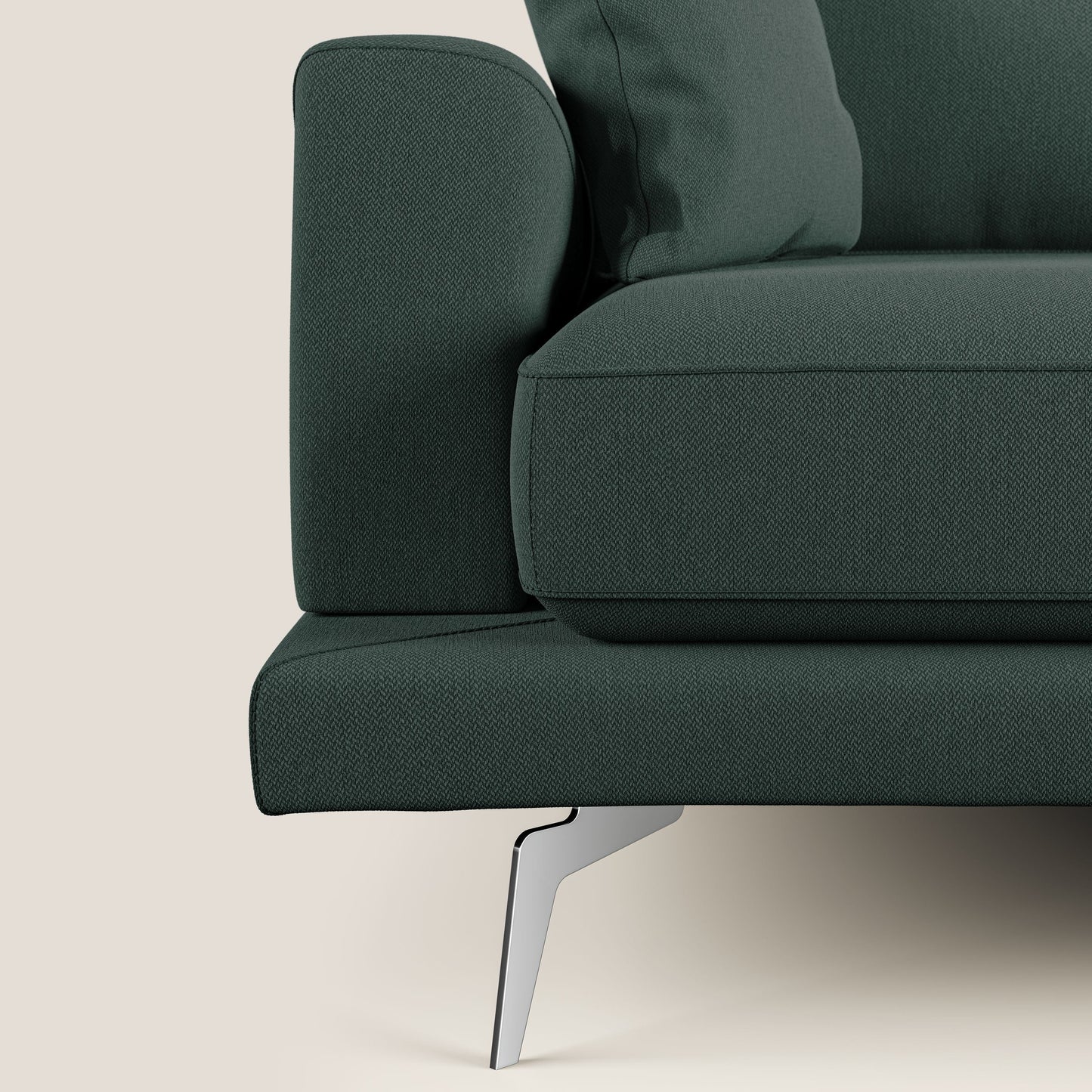 Dorian divano moderno angolare con penisola in tessuto morbido antimacchia T05 verde