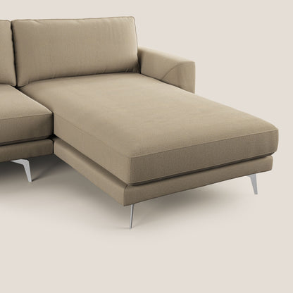 Dorian divano moderno angolare con penisola in tessuto morbido antimacchia T05 beige