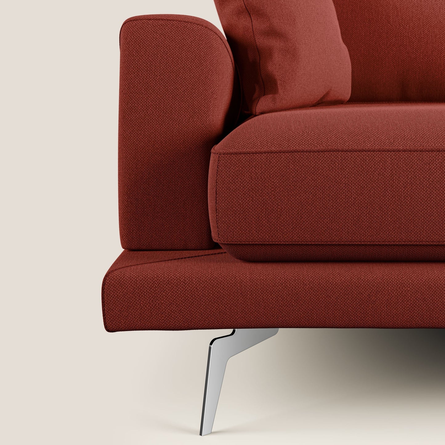 Dorian divano moderno in tessuto morbido antimacchia T05 rosso