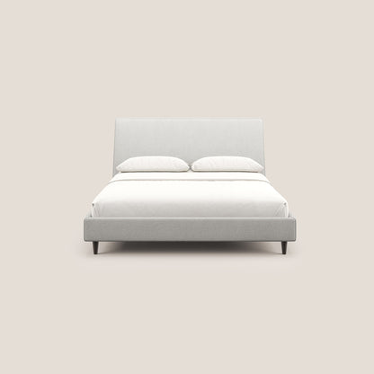 Dorotea letto imbottito con piedi in legno in morbido bouclé impermeabile T07 grigio 