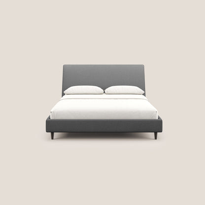 Dorotea letto imbottito con piedi in legno in morbido bouclé impermeabile T07 antracite 