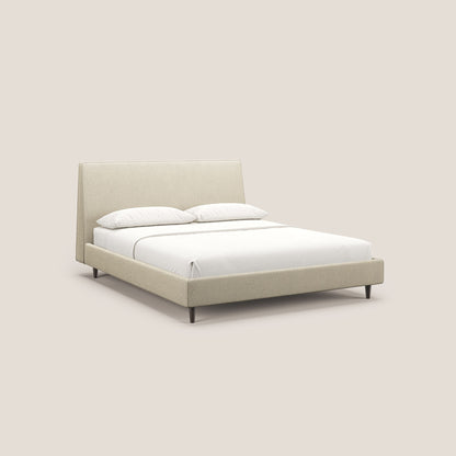 Dorotea letto imbottito con piedi in legno in morbido bouclé impermeabile T07 beige 
