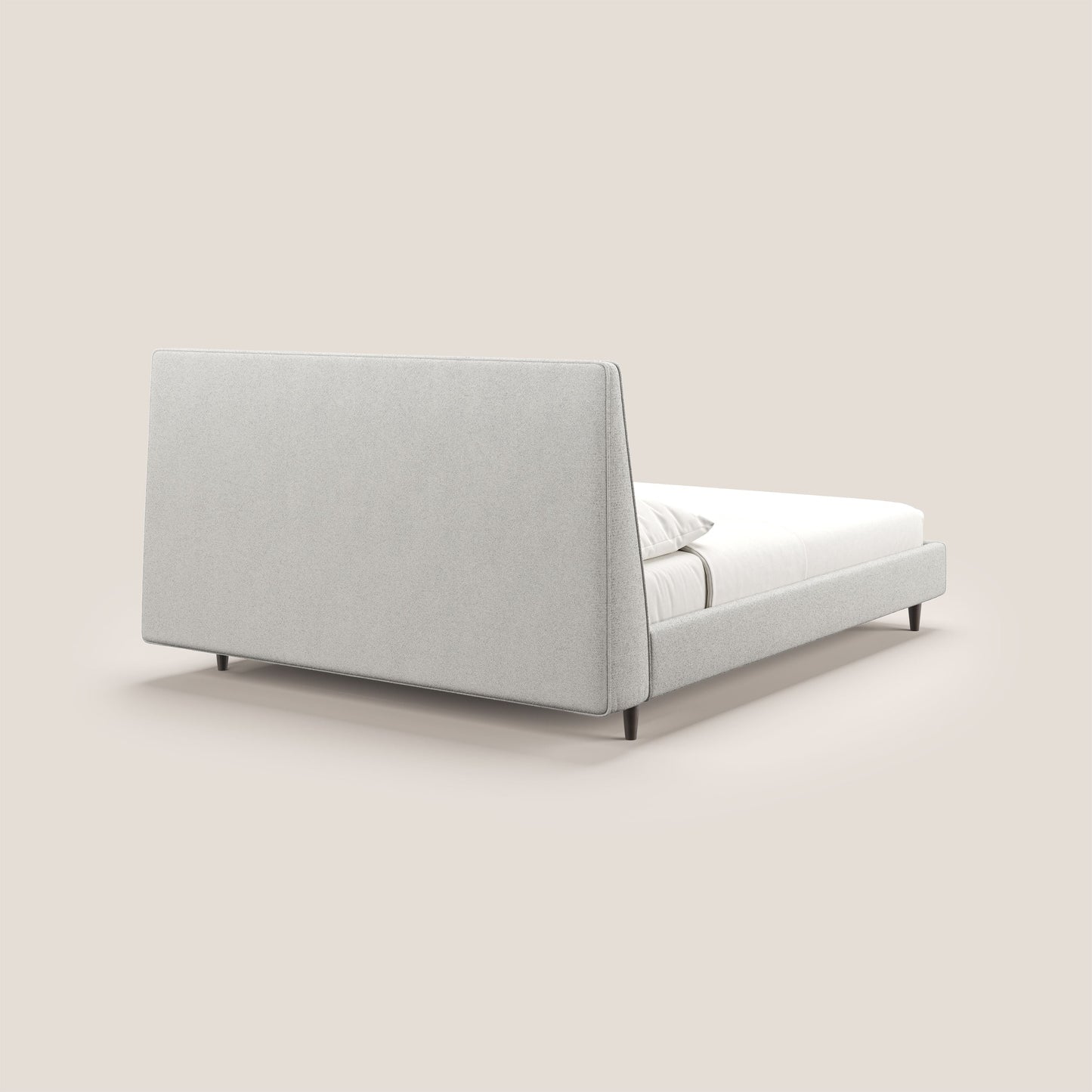 Dorotea letto imbottito con piedi in legno in morbido bouclé impermeabile T07 grigio 