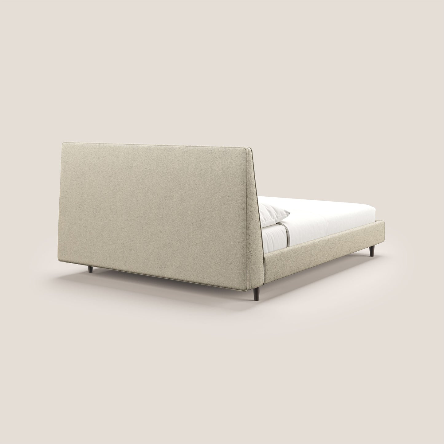 Dorotea letto imbottito con piedi in legno in morbido bouclé impermeabile T07 beige 