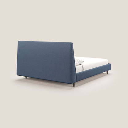 Dorotea letto imbottito con piedi in legno in morbido bouclé impermeabile T07 blu 