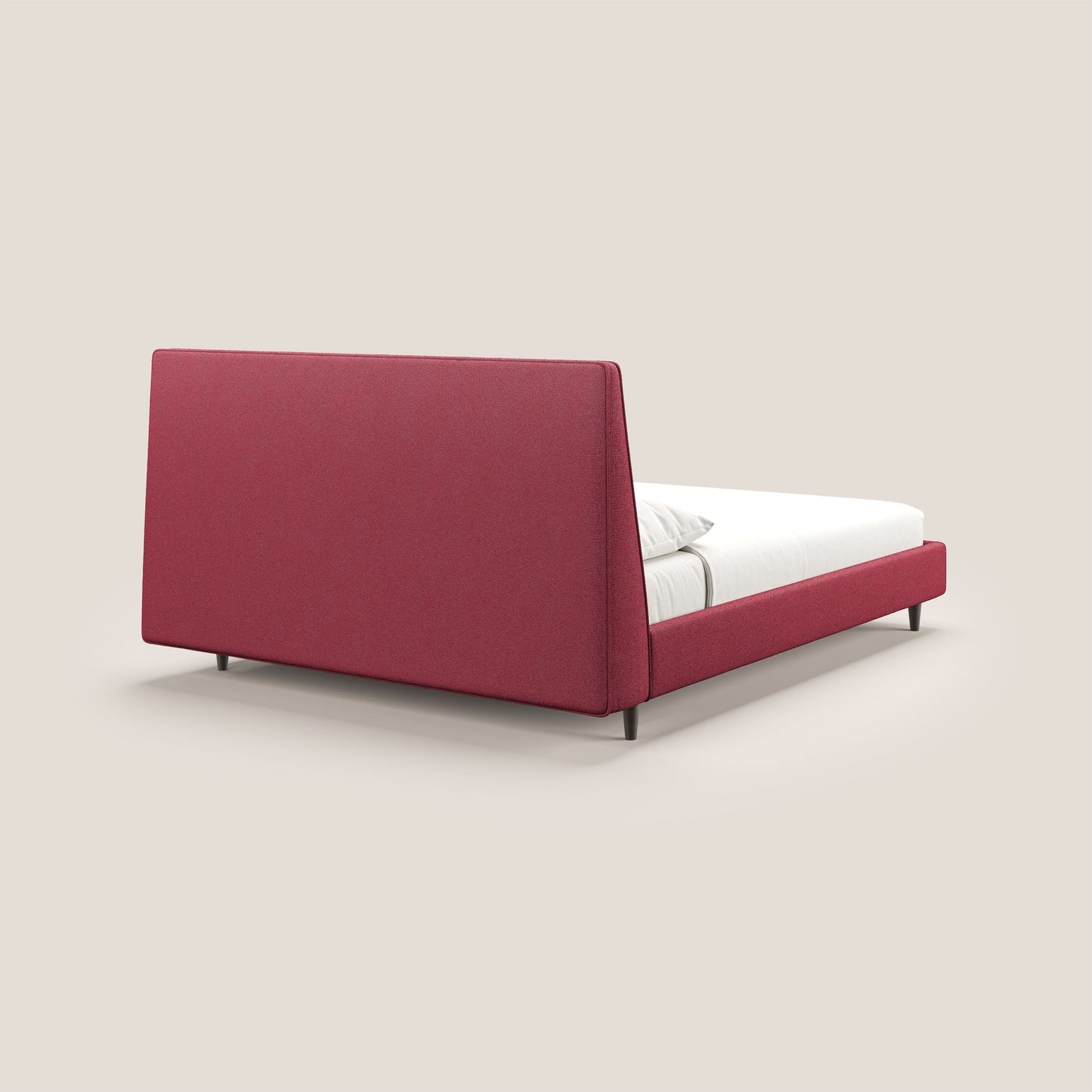 Dorotea letto imbottito con piedi in legno in morbido bouclé impermeabile T07 rosso 