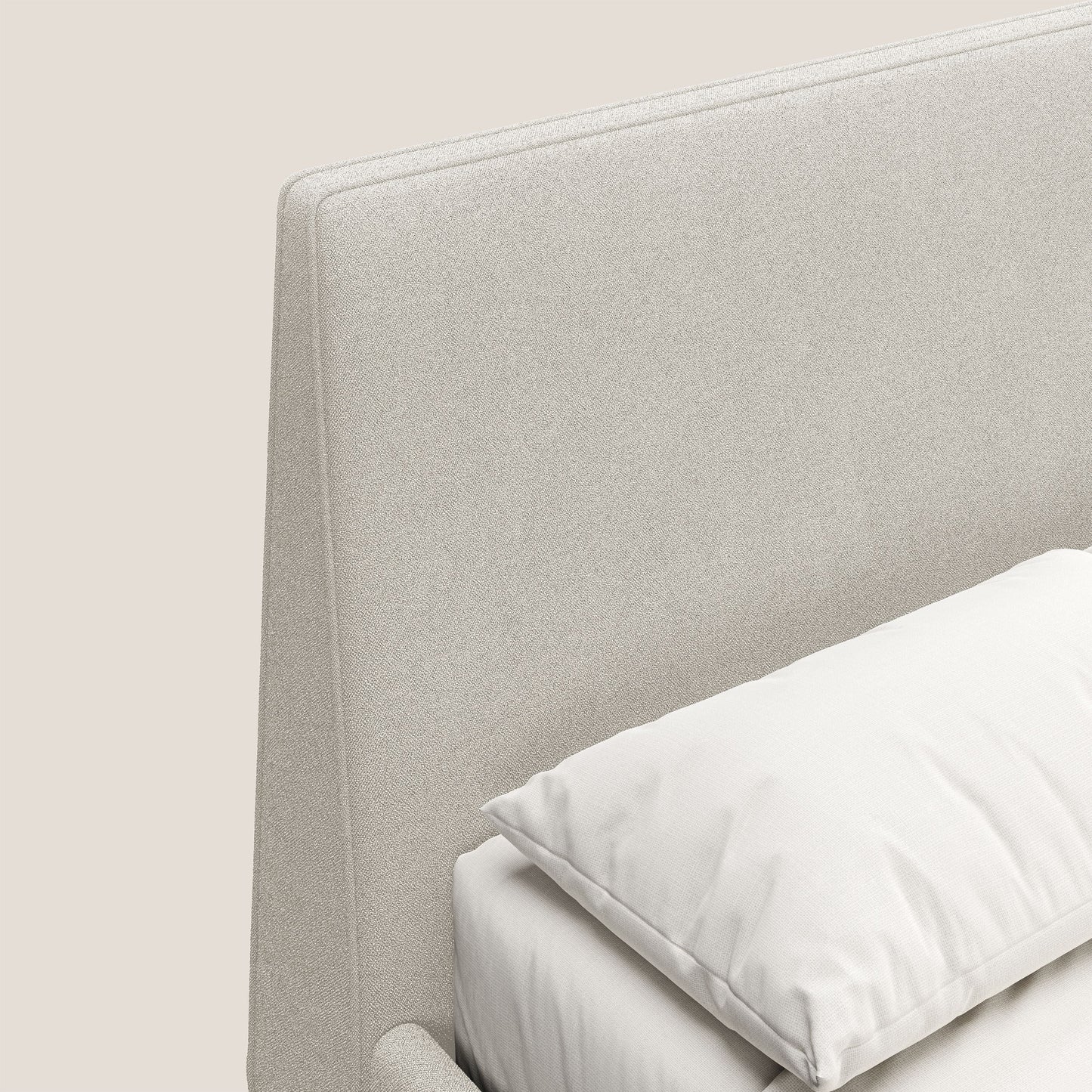 Dorotea letto imbottito con piedi in legno in morbido bouclé impermeabile T07 bianco 