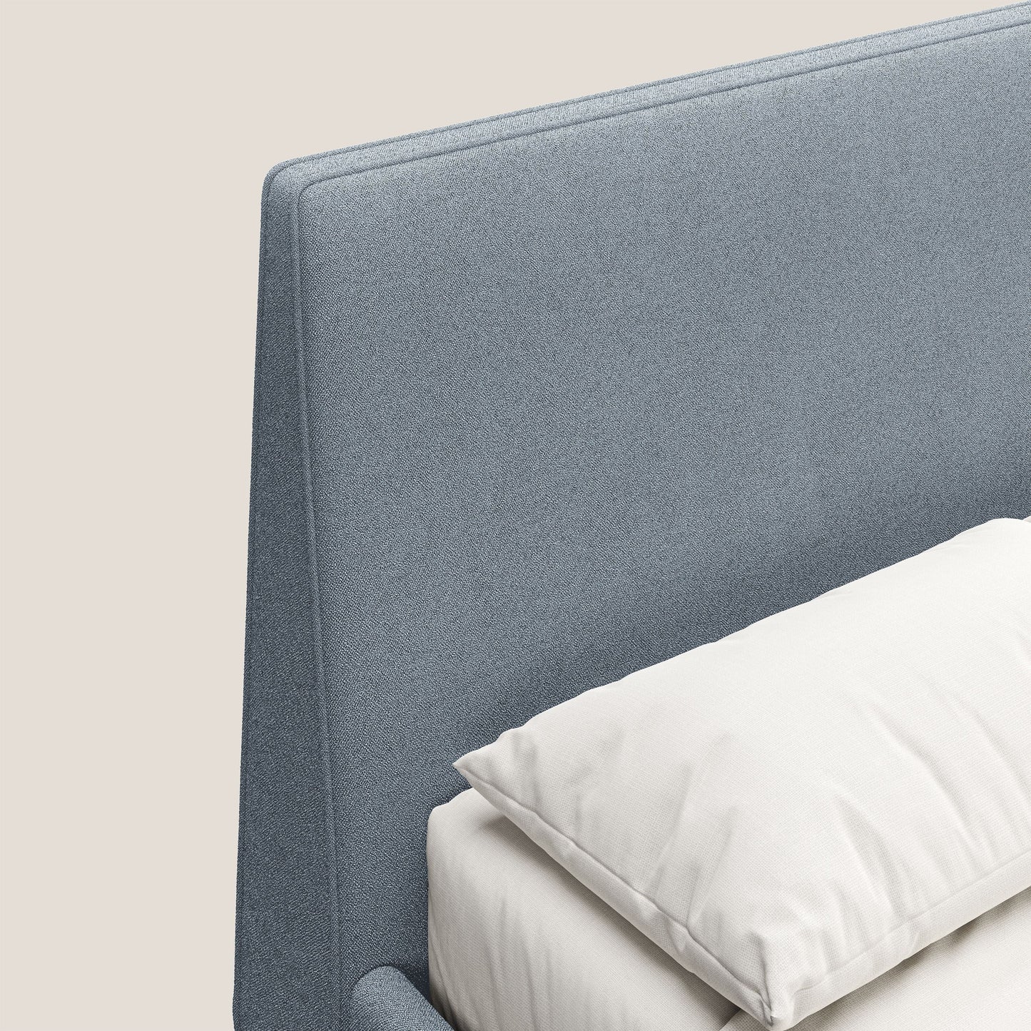 Dorotea letto imbottito con piedi in legno in morbido bouclé impermeabile T07 carta da zucchero 