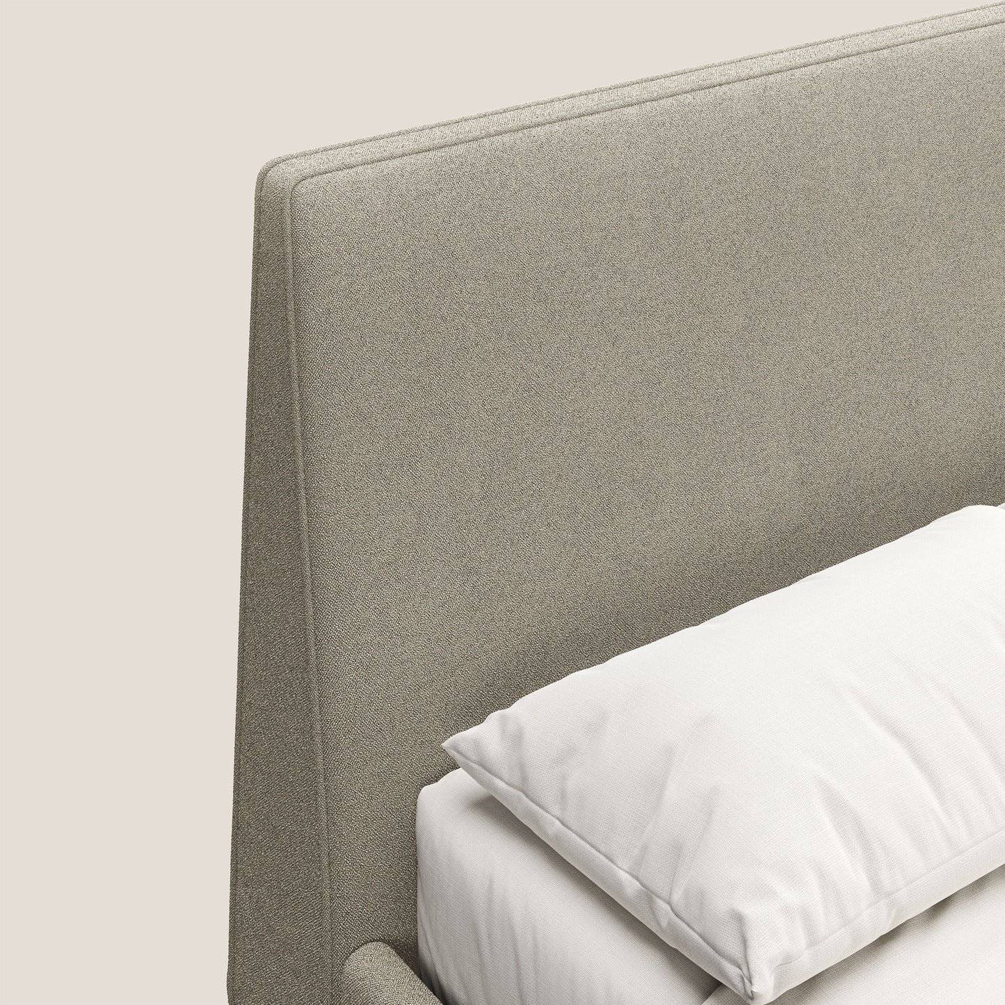 Dorotea letto imbottito con piedi in legno in morbido bouclé impermeabile T07 beige 