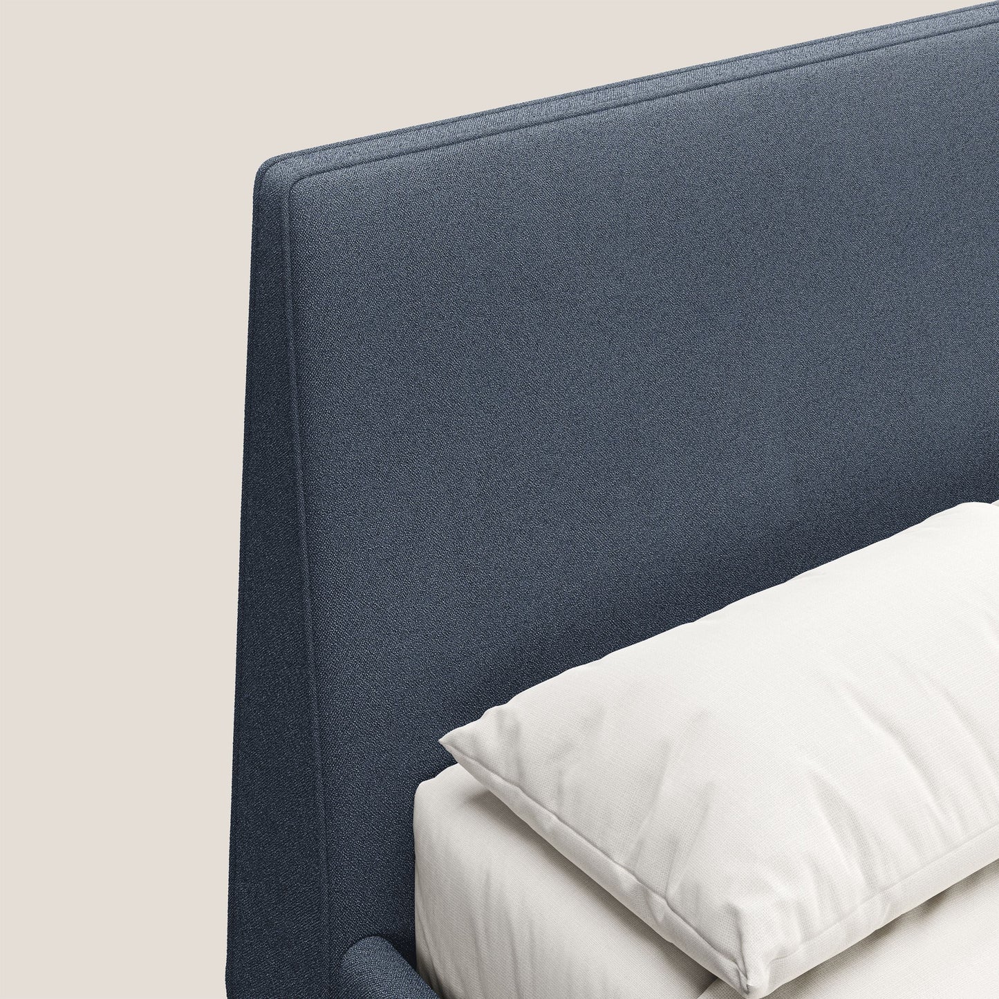 Dorotea letto imbottito con piedi in legno in morbido bouclé impermeabile T07 blu 