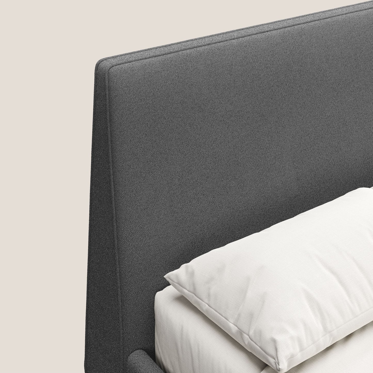 Dorotea letto imbottito con piedi in legno in morbido bouclé impermeabile T07 antracite 