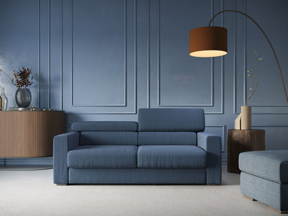 Dylan divano allungabile con pouf estraibile poggiapiedi in tessuto simil cotone impermeabile T13 marrone