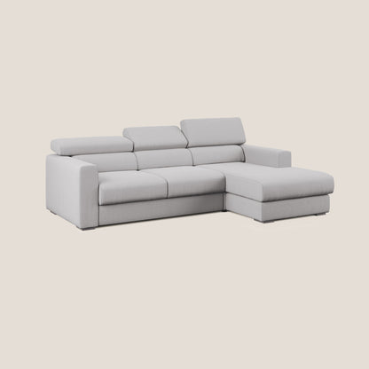 Dylan divano angolare con estraibile a cassettone in tessuto fiammato simil cotone impermeabile T19 grigio 