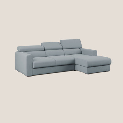 Dylan divano angolare con estraibile a cassettone in tessuto fiammato simil cotone impermeabile T19 carta da zucchero 