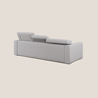 Dylan divano angolare con estraibile a cassettone in tessuto fiammato simil cotone impermeabile T19 grigio 