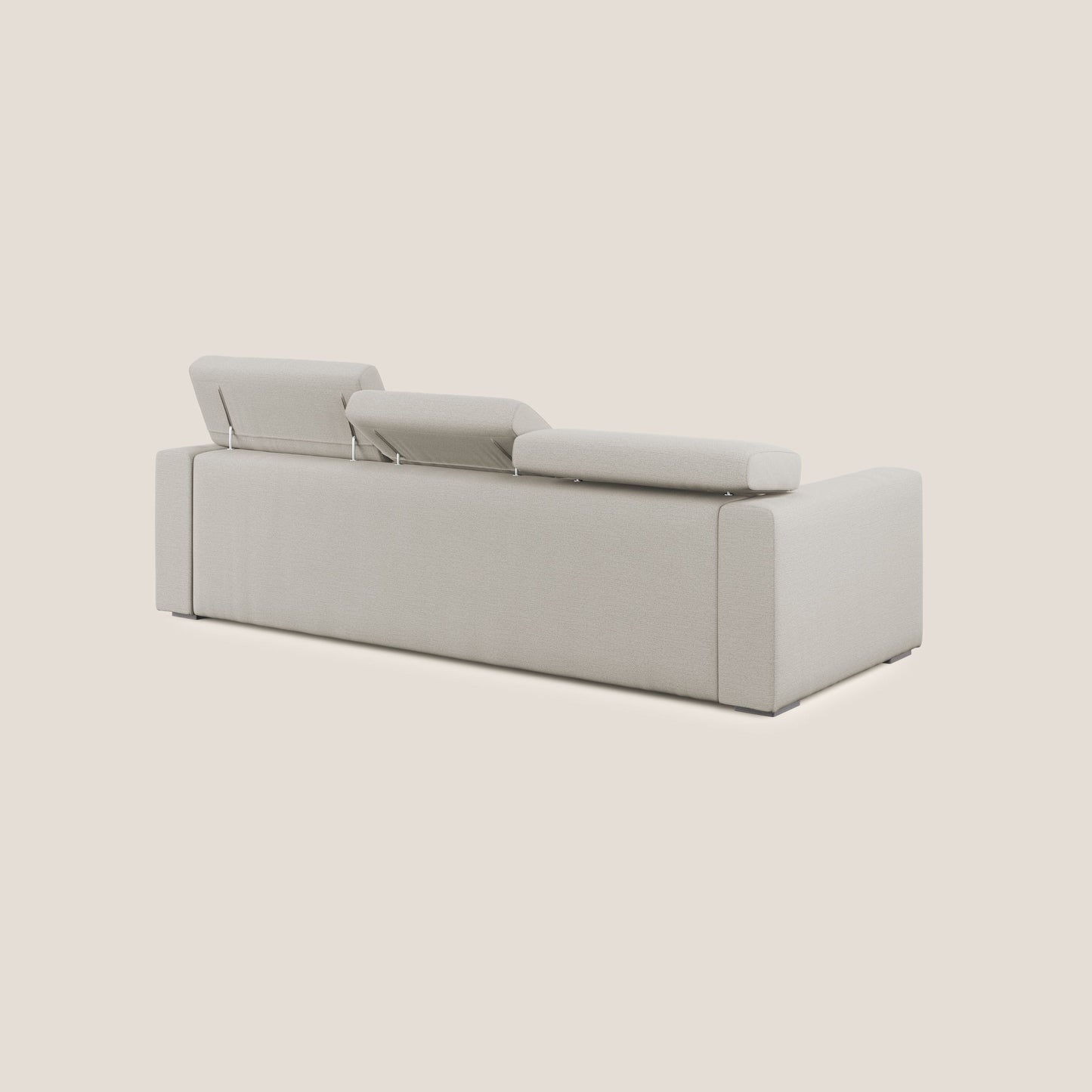 Dylan divano angolare con estraibile a cassettone in tessuto fiammato simil cotone impermeabile T19 panna 