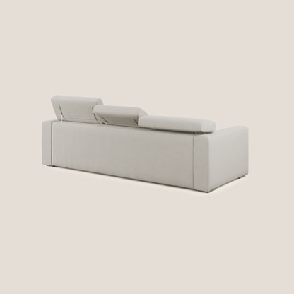 Dylan divano angolare con estraibile a cassettone in tessuto fiammato simil cotone impermeabile T19 panna 