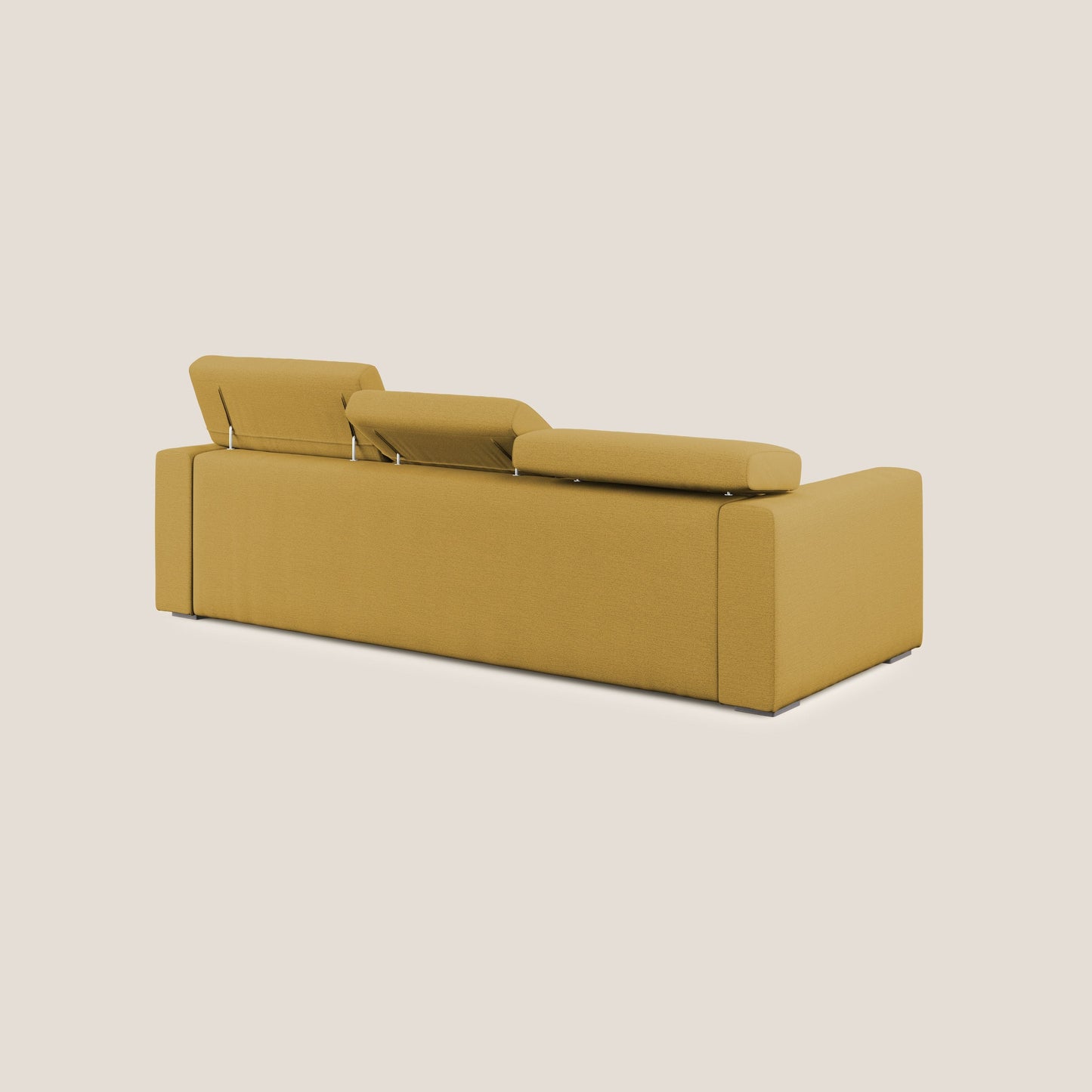 Dylan divano angolare con estraibile a cassettone in tessuto fiammato simil cotone impermeabile T19 giallo 