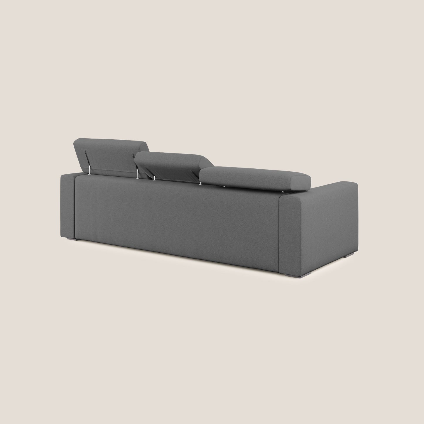 Dylan divano angolare con estraibile a cassettone in tessuto fiammato simil cotone impermeabile T19 antracite 